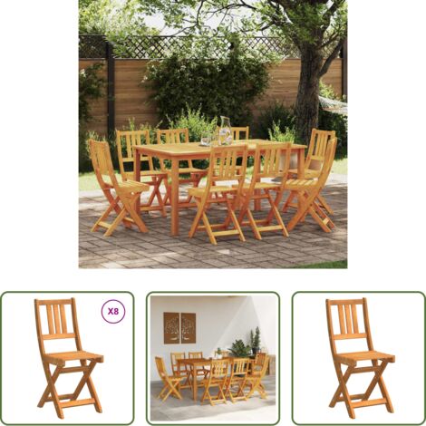 vidaXL Sillas de jardín plegables -  Silla de Jardín 8 pcs Aceite Natural 40 x 42 x 85 cm