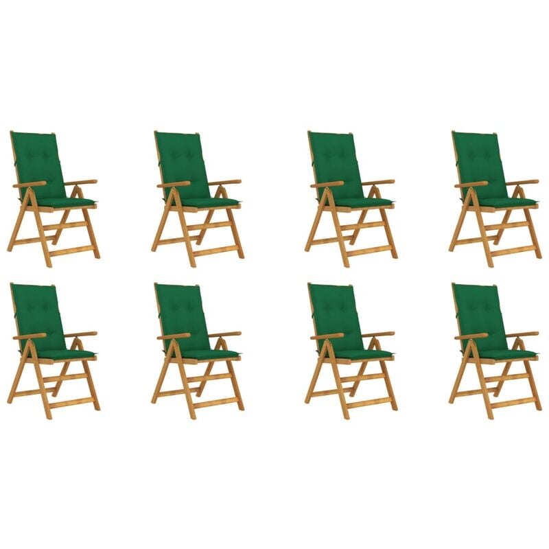 

vidaXL Sillas de jardín plegables y cojines 8 uds madera maciza acacia - Marrón