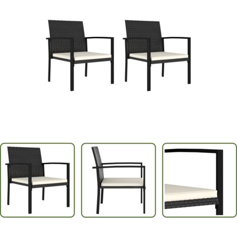 vidaXL Sillas de jardín ratán sintético -  Sillas de comedor de jardín 2 unidades ratán sintético negro