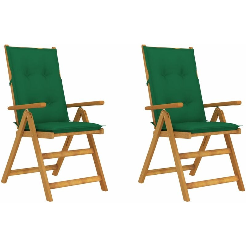 

Sillas de jardín reclinables 2 uds madera maciza acacia cojines - Marrón - Vidaxl