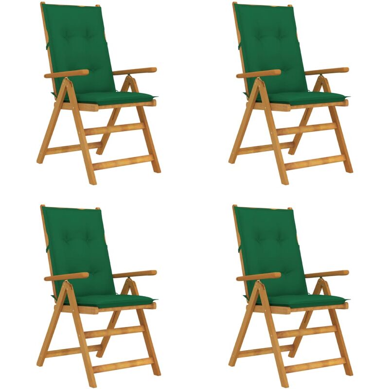

Sillas de jardín reclinables 4 uds madera maciza acacia cojines - Verde - Vidaxl