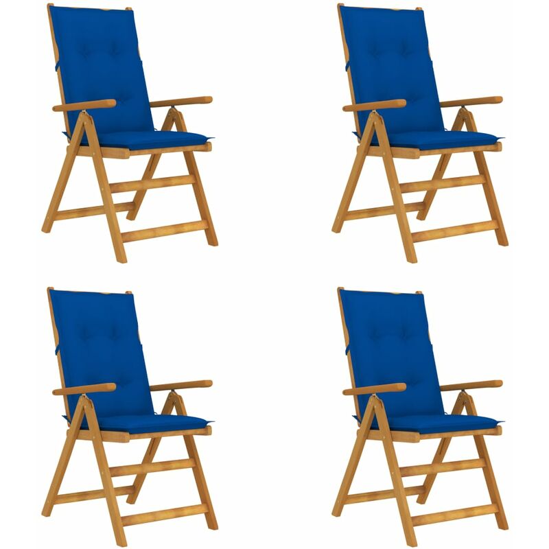 

Sillas de jardín reclinables 4 uds madera maciza acacia cojines - Azul - Vidaxl
