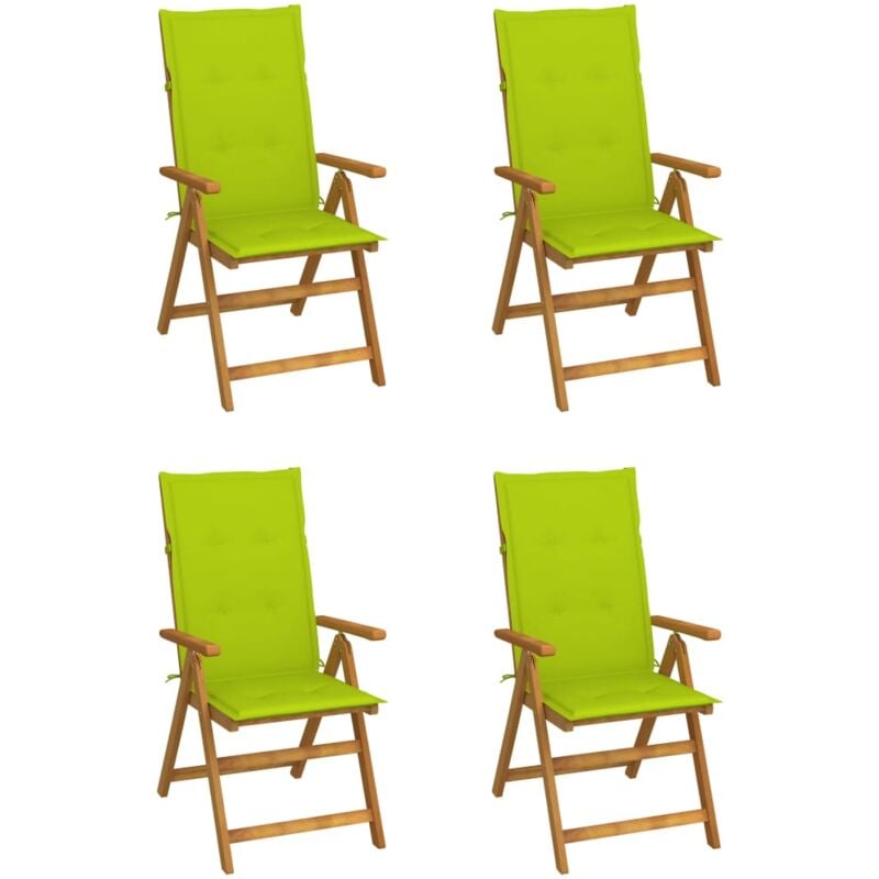 

Sillas de jardín reclinables 4 uds madera maciza acacia cojines - Verde - Vidaxl