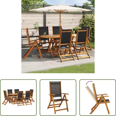 vidaXL Sillas de jardín -  Set de comedor de jardín 7 piezas madera maciza de acacia