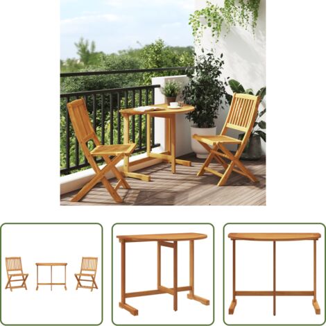 vidaXL Sillas de jardín -  Set de comedor de jardín plegable 3 pzas madera maciza acacia