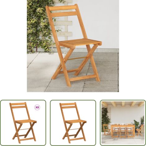 vidaXL Sillas de jardín -  Sillas de terraza plegables 8 uds madera maciza de acacia