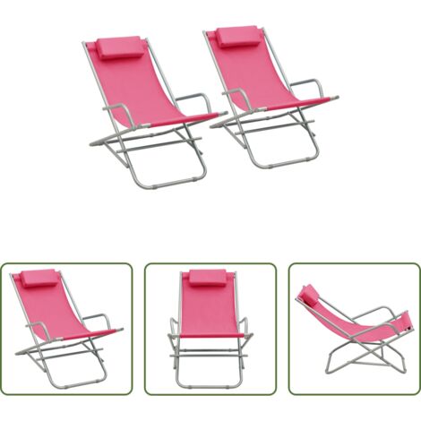 vidaXL Sillas de jardín -  Sillas mecedoras 2 unidades acero rosa