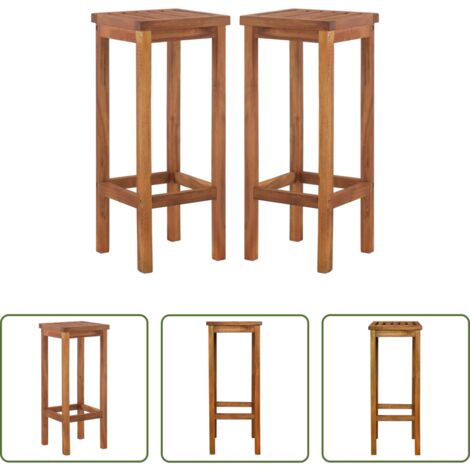 vidaXL Sillas de jardín -  Taburetes de cocina 2 unidades madera maciza de acacia