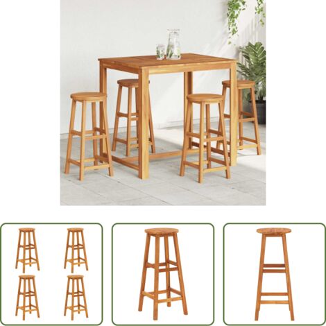 vidaXL Sillas de jardín -  Taburetes de cocina 4 unidades madera maciza de acacia