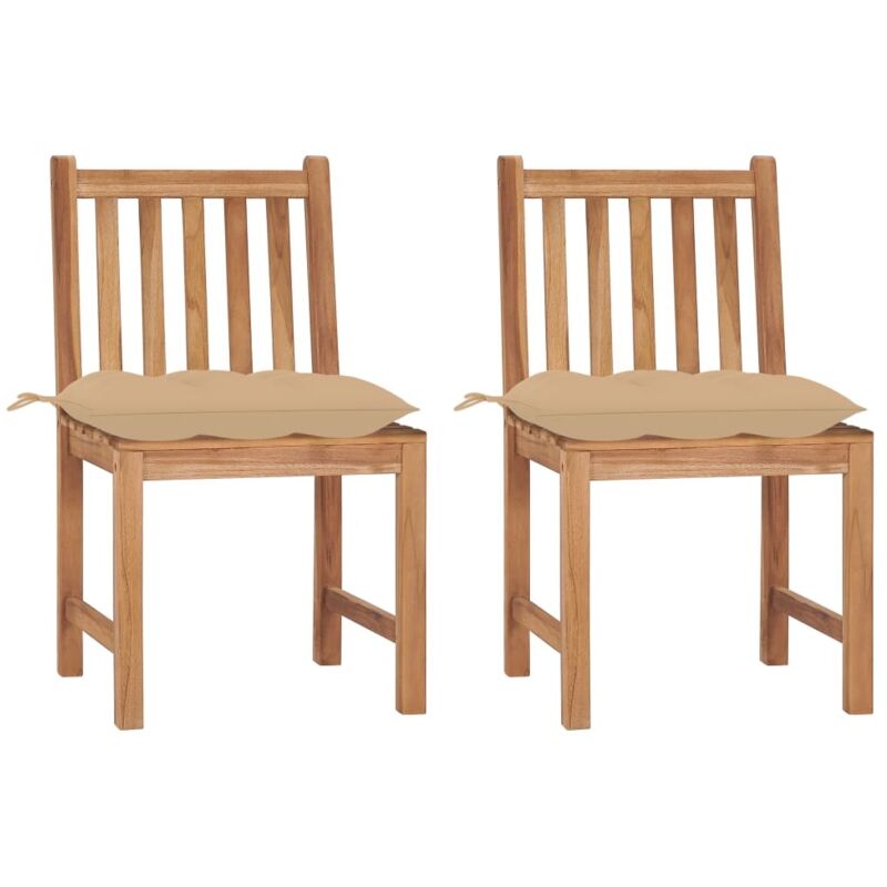 

vidaXL Sillas de jardín 2 unidades madera maciza de teca con cojines - Amarillo