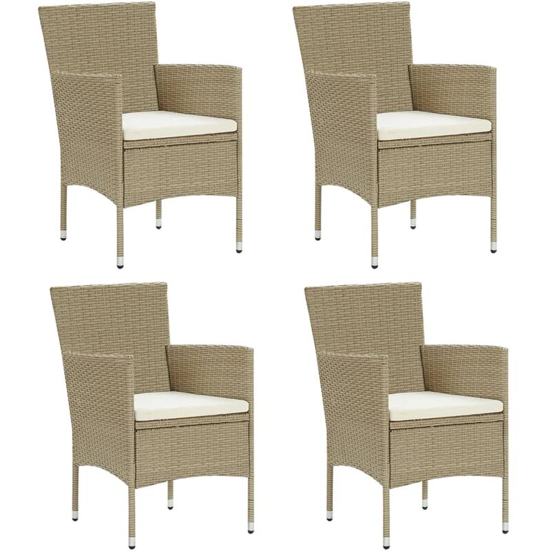 

vidaXL Sillas de jardín 4 unidades ratán sintético beige - Beige