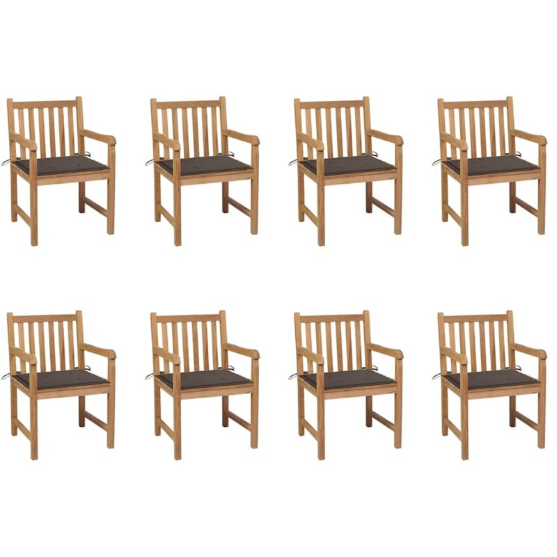 

Sillas de jardín 8 uds madera maciza de teca cojines taupé - Marrón - Vidaxl