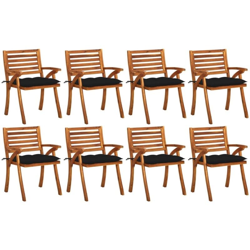 

Sillas de jardín 8 uds madera maciza de teca con cojines - Marrón - Vidaxl