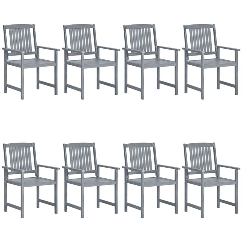 

vidaXL Sillas de jardín 8 unidades madera maciza de teca gris - Gris