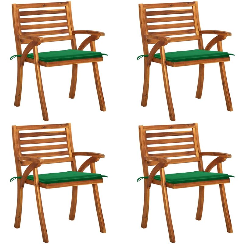 

vidaXL Sillas de jardín con cojines 4 unidades madera maciza de acacia - Marrón