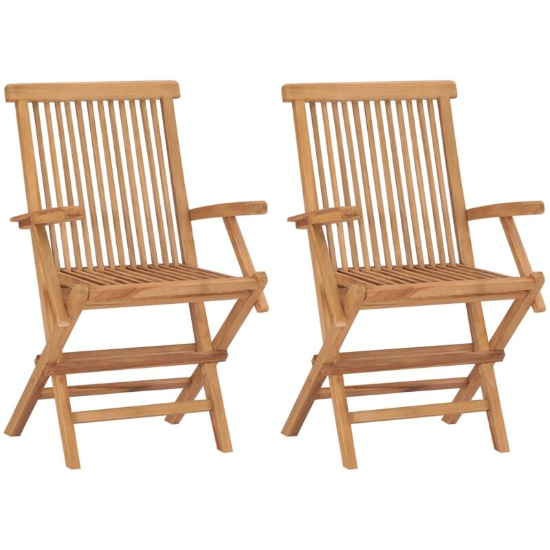 

vidaXL Sillas de jardín plegables 2 unidades madera maciza de teca - Marrón