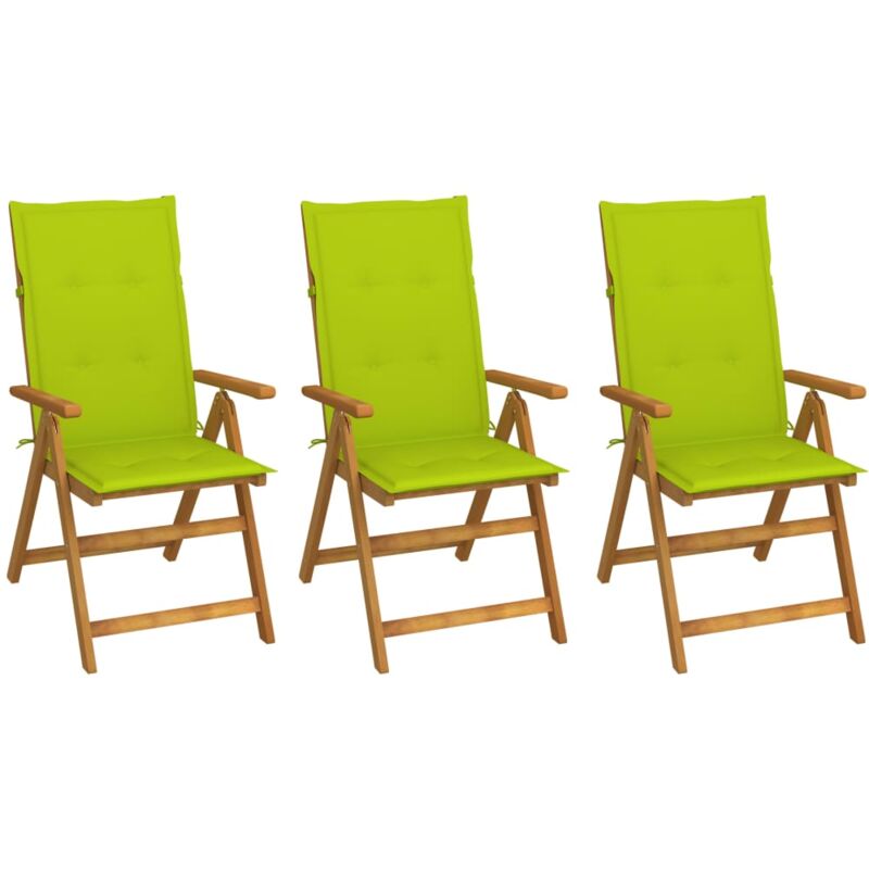 

vidaXL Sillas de jardín plegables 3 uds y cojines madera maciza acacia - Marrón