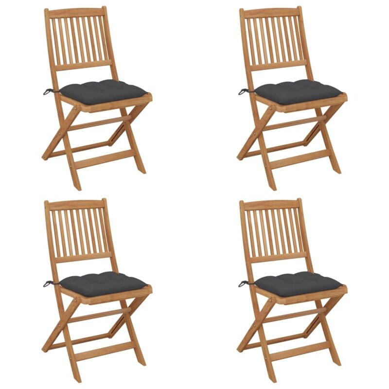 

vidaXL Sillas de jardín plegables 4 uds y cojines madera maciza acacia - Antracita