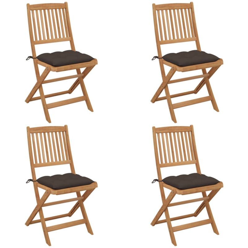 

vidaXL Sillas de jardín plegables 4 uds y cojines madera maciza acacia - Marrón