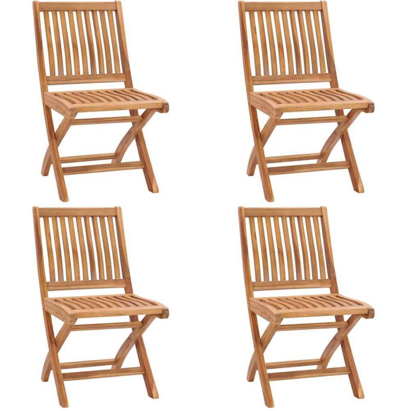 

vidaXL Sillas de jardín plegables 4 unidades madera maciza de teca - Marrón