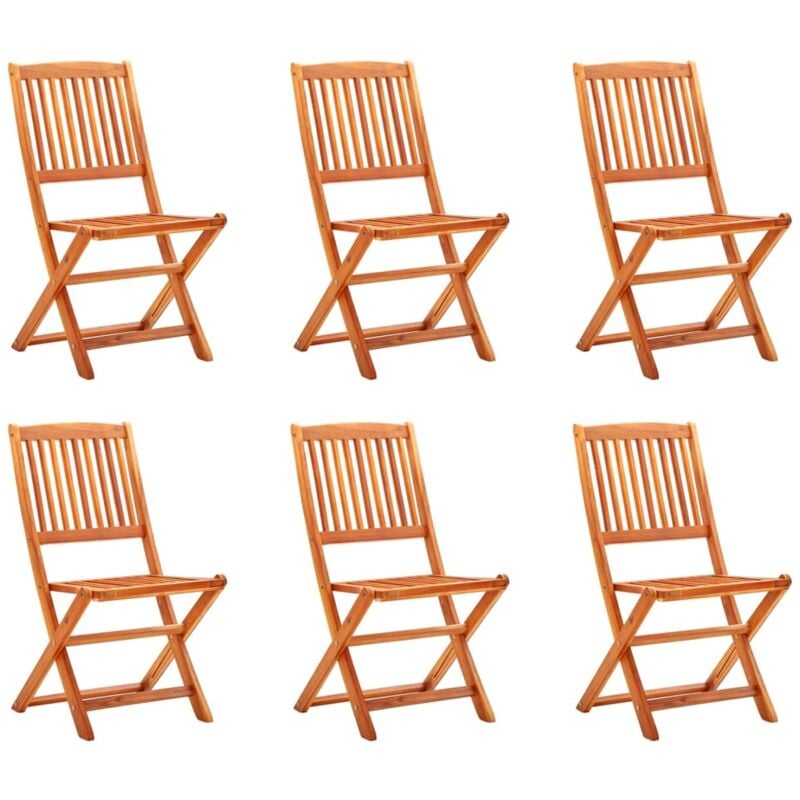

vidaXL Sillas de jardín plegables 6 pzas madera maciza de eucalipto - Marrón