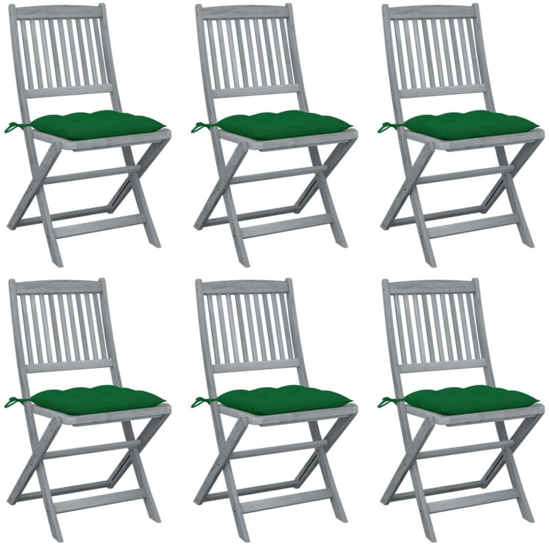 

vidaXL Sillas de jardín plegables 6 uds cojines madera maciza acacia - Negro