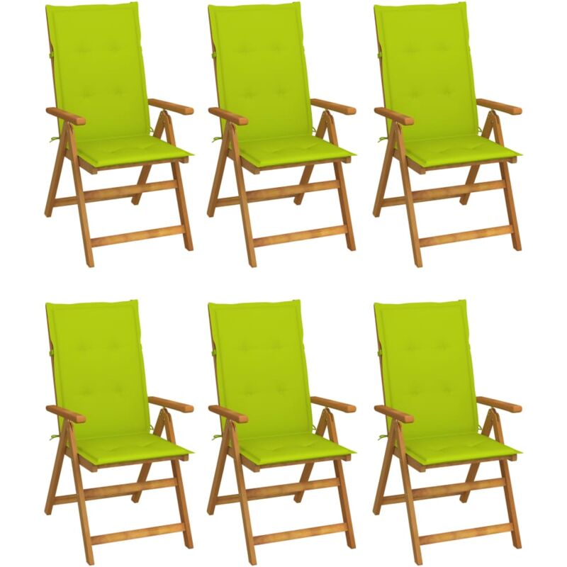 

vidaXL Sillas de jardín plegables 6 uds y cojines madera maciza acacia - Marrón