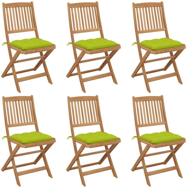 

vidaXL Sillas de jardín plegables 6 uds y cojines madera maciza acacia - Marrón