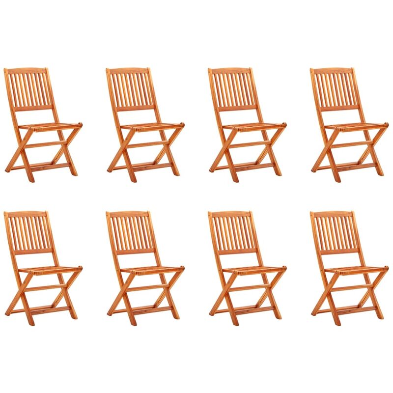 

vidaXL Sillas de jardín plegables 8 pzas madera maciza de eucalipto - Marrón