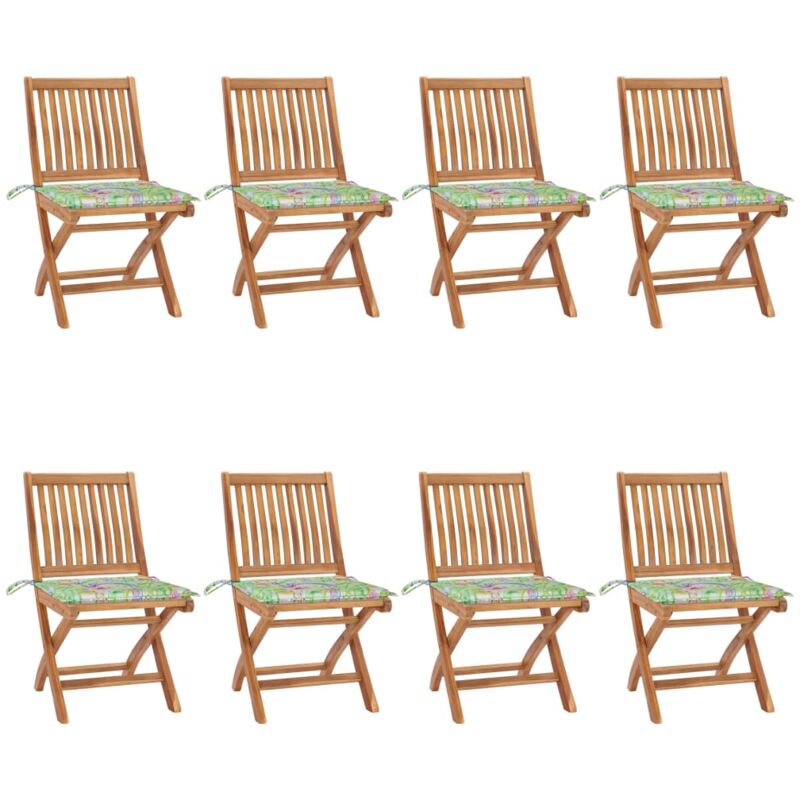 

Sillas de jardín plegables 8 uds madera maciza teca con cojines - Marrón - Vidaxl