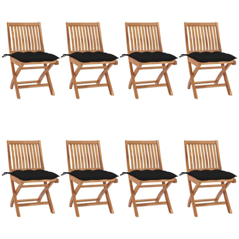 

Sillas de jardín plegables 8 uds madera maciza teca con cojines - Marrón - Vidaxl