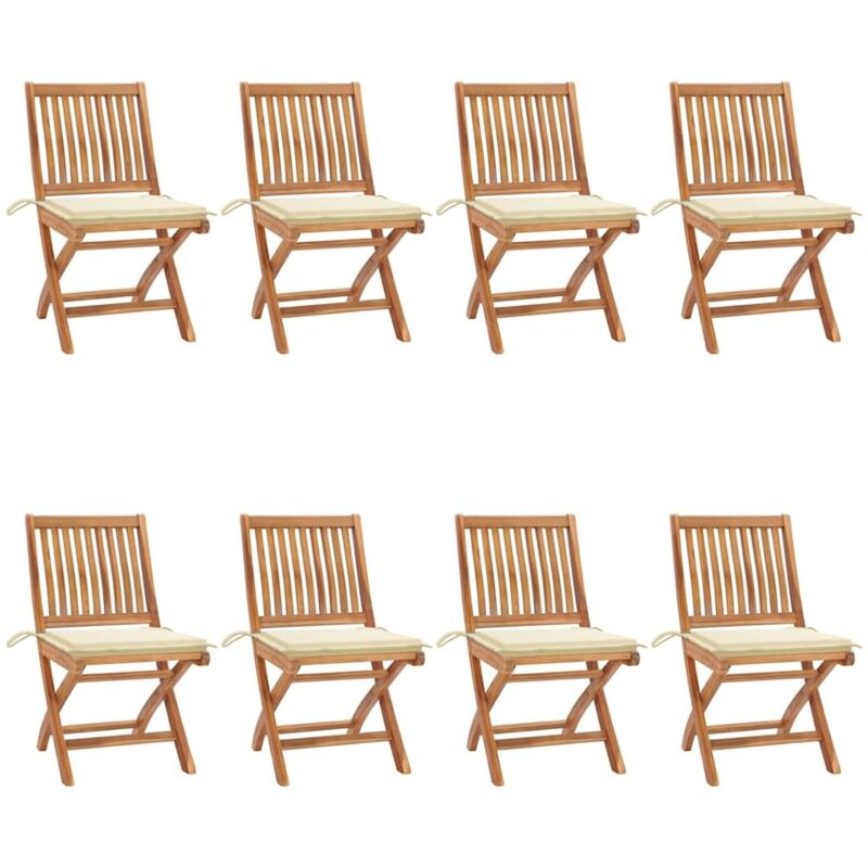 

Sillas de jardín plegables 8 uds madera maciza teca con cojines - Marrón - Vidaxl