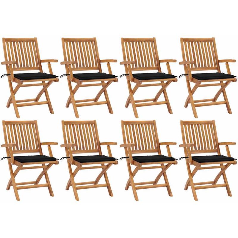 

Sillas de jardín plegables 8 uds madera maciza teca con cojines - Marrón - Vidaxl