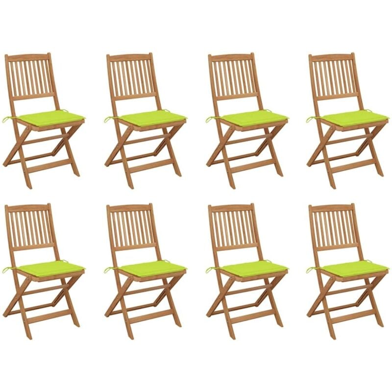 

vidaXL Sillas de jardín plegables 8 uds y cojines madera maciza acacia - Marrón