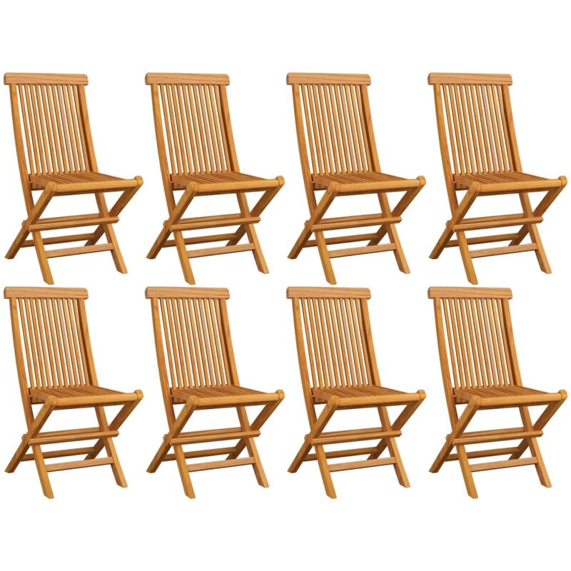 

vidaXL Sillas de jardín plegables 8 unidades madera maciza de teca - Marrón