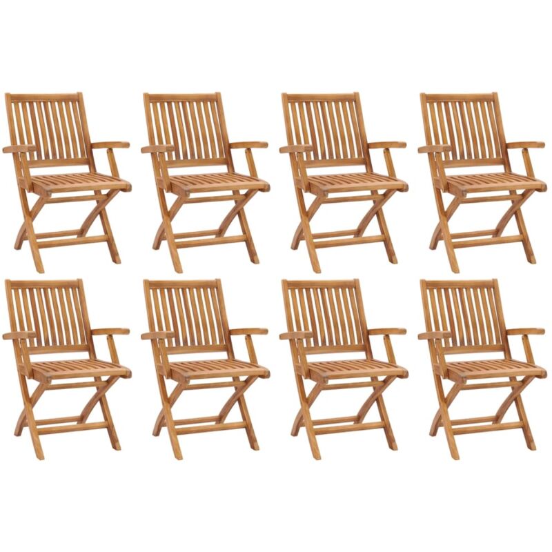 

vidaXL Sillas de jardín plegables 8 unidades madera maciza de teca - Marrón