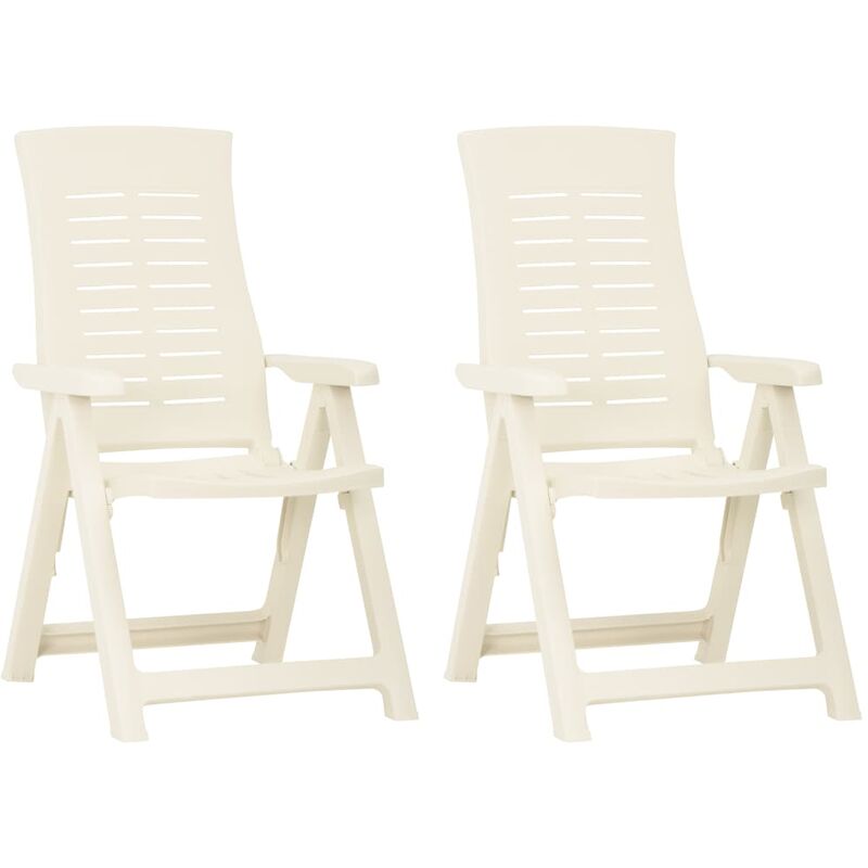 

vidaXL Sillas de jardín reclinables 2 unidades plástico blanco - Blanco