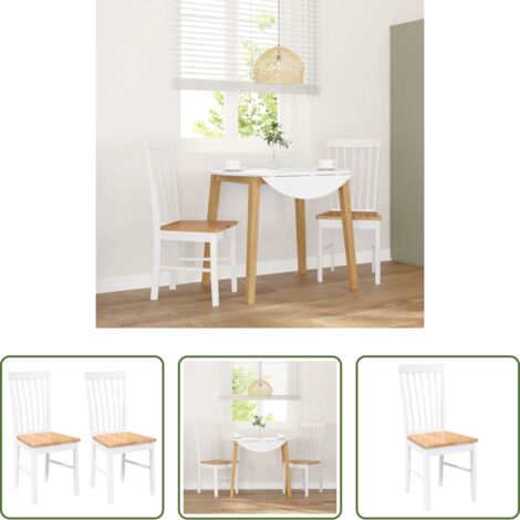 vidaXL Sillas de madera -  Sillas de comedor 2 unidades madera maciza de caucho blanco