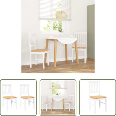 vidaXL Sillas de madera -  Sillas de comedor 2 unidades madera maciza de caucho blanco
