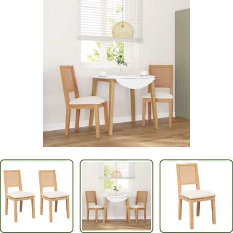 vidaXL Sillas de madera -  Sillas de comedor con cojines 2 uds madera maciza caucho