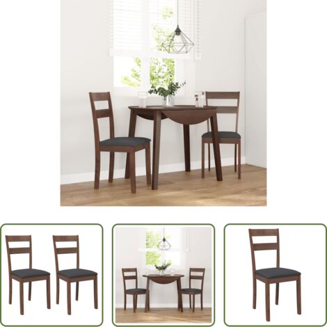 vidaXL Sillas de madera -  Sillas de comedor con cojines 2 uds madera maciza marrón caucho