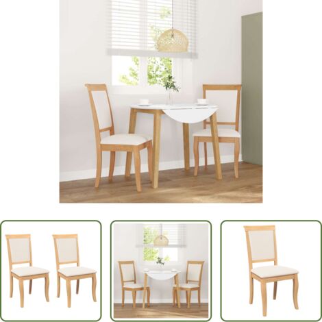 vidaXL Sillas de madera -  Sillas de comedor con cojines 2uds madera maciza natural caucho