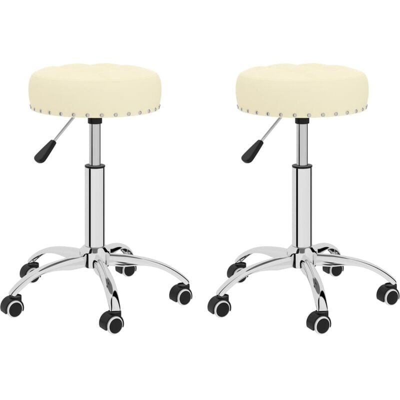 

vidaXL Sillas de comedor giratorias tela 2 unidades crema - Crema