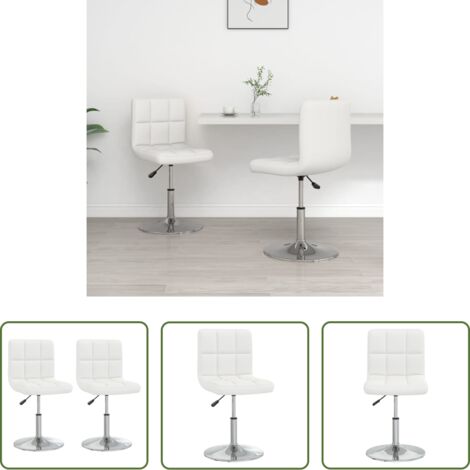 vidaXL Sillas de oficina -  Sillas de comedor 2 unidades cuero sintético blanco