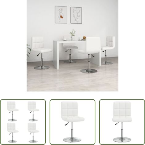 vidaXL Sillas de oficina -  Sillas de comedor 4 unidades cuero sintético blanco