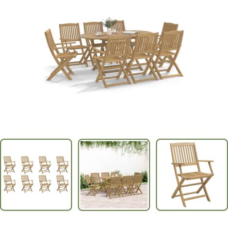 vidaXL Sillas de patio -  Sillas jardín plegables 8 uds madera maciza acacia 54x61x88cm