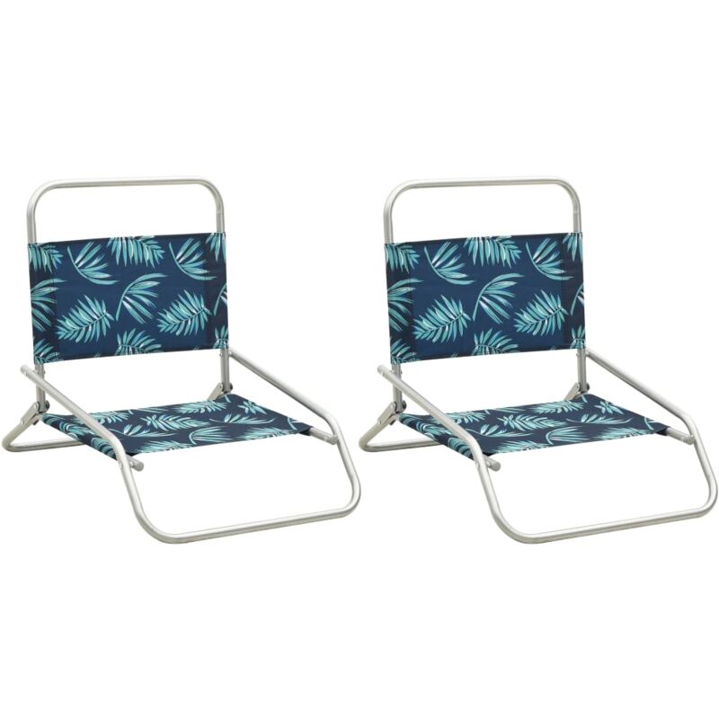 

vidaXL Sillas de playa plegables 2 uds tela con estampado de hojas - Azul