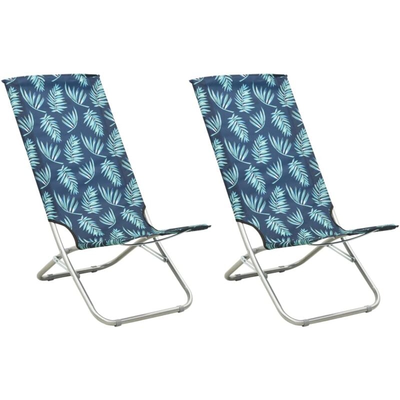 

vidaXL Sillas de playa plegables 2 uds tela con estampado de hojas - Verde