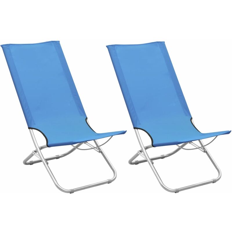 

vidaXL Sillas de playa plegables 2 unidades tela azul - Azul