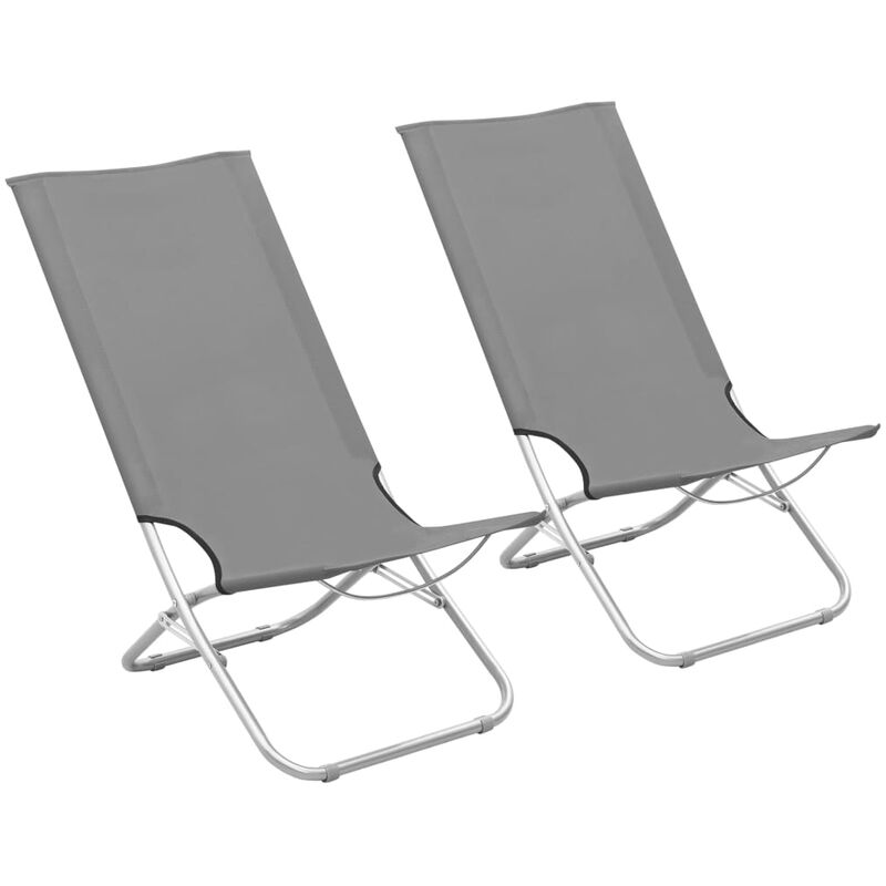 

vidaXL Sillas de playa plegables 2 unidades tela gris - Gris